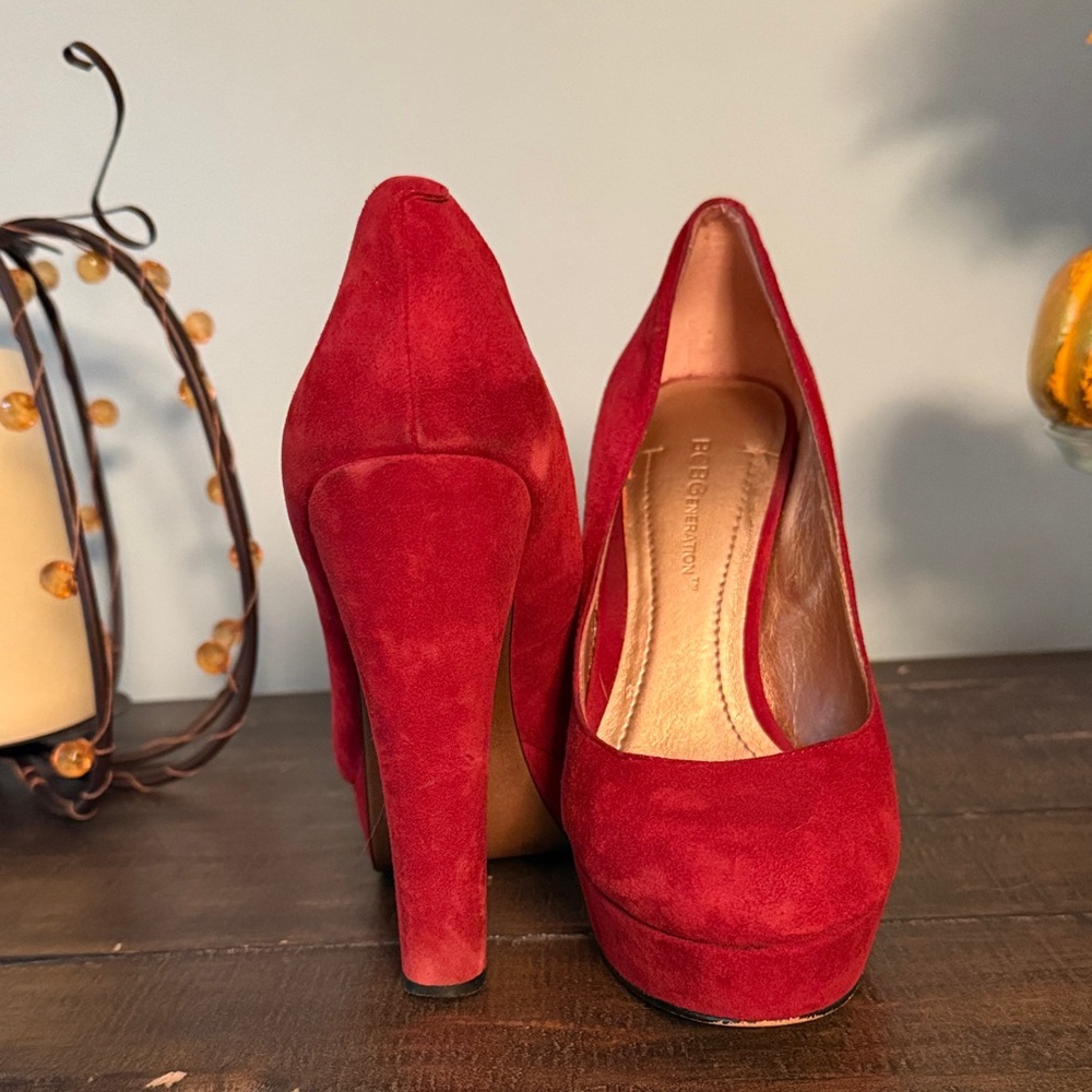 Elegant Red Suede Women's Heels